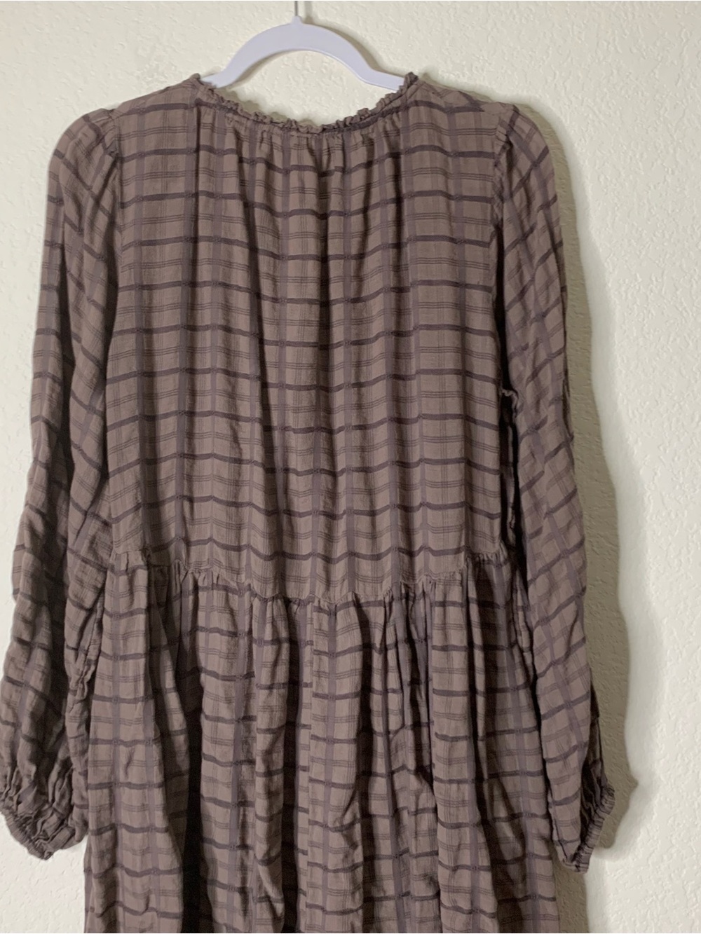 Free People Womens Brown Edie Plaid Long sleeve oversized Maxi Dress S - Picture 11 of 12